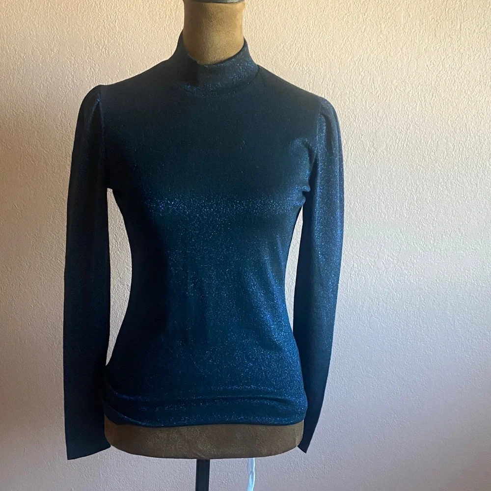 J. CREW Sparkling Navy Long Sleeve Top